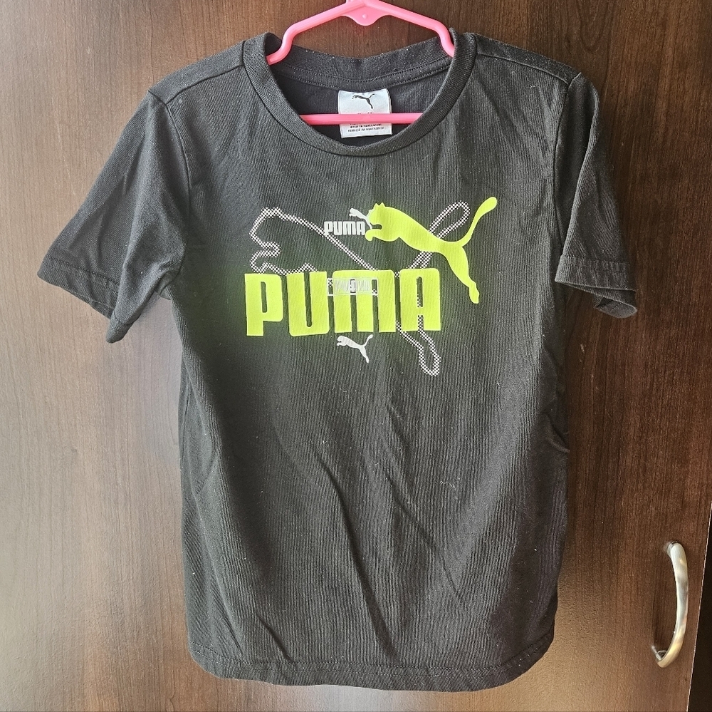 Puma Black T-Shirt with Neon Yellow Logo